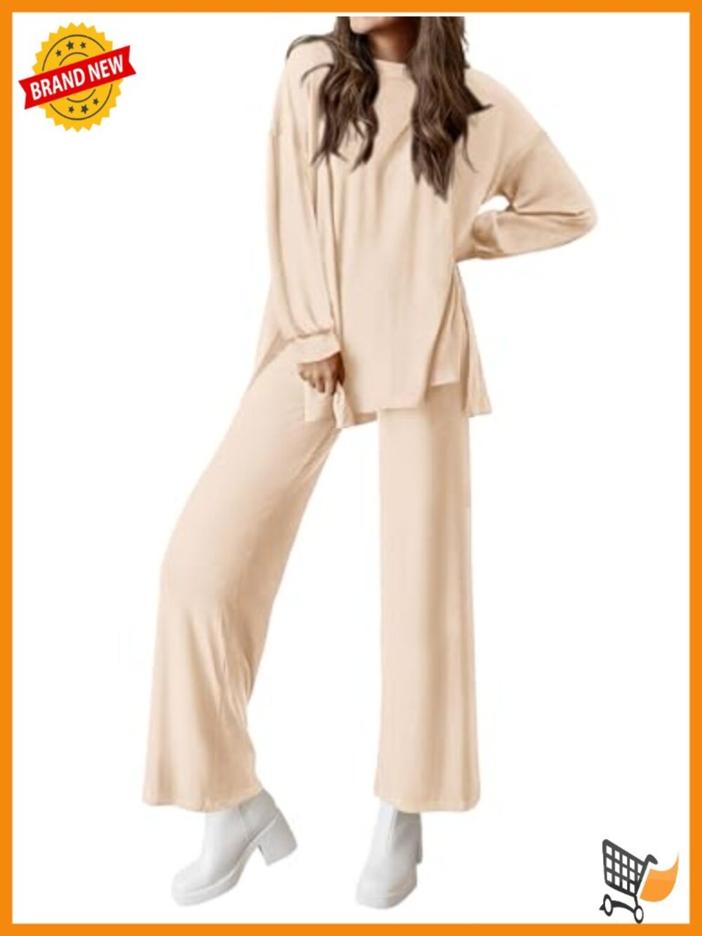 Women's Two Piece Lounge Set Long Sleeve Top Wide Leg Pants